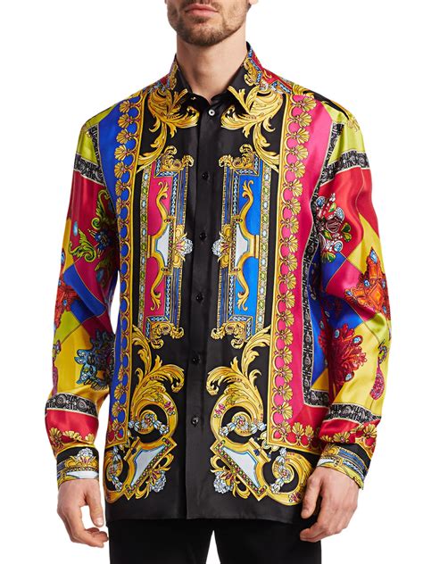 versace silk shirts for men|versace shirt men's price.